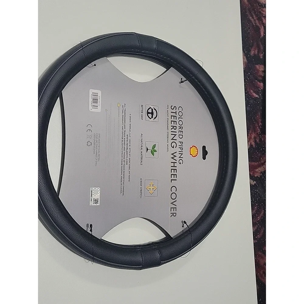 Steering Wheel Cover New Black Gray‎ Piping Shell Oil Standard Fit Comfort Grip.